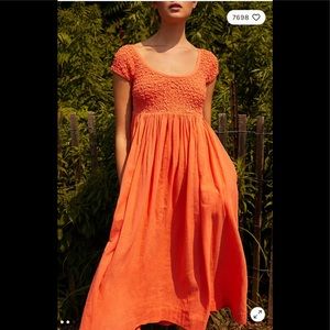 Rustic Vintage Orange Free People Midi Dress